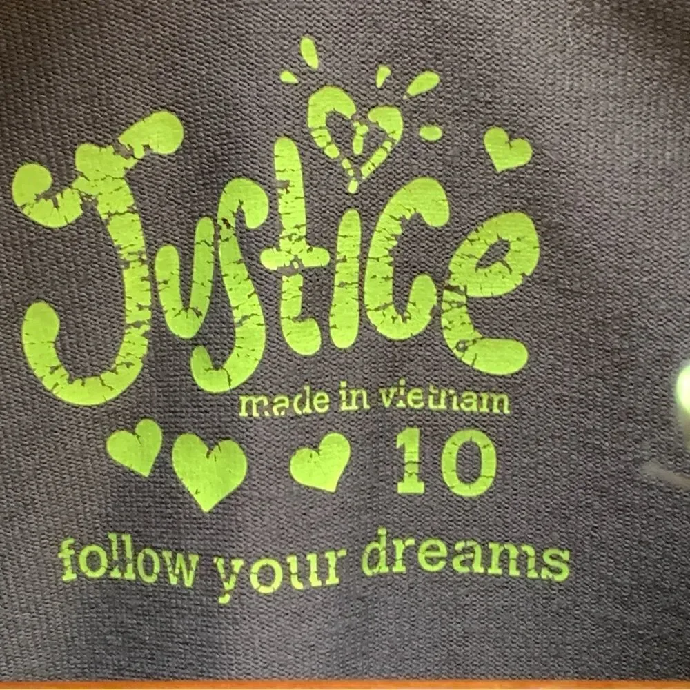 Justice Track Jacket Full Zip Grey Neon Green Lightweight Girl’s size 10